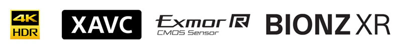 4K HDR、XAVC、Exmor R 和 BIONZ XR 徽标