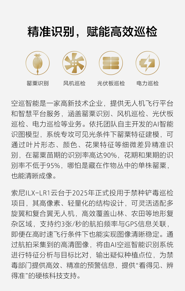 索尼ILX-LR1助力无人机实现高效罂粟巡查