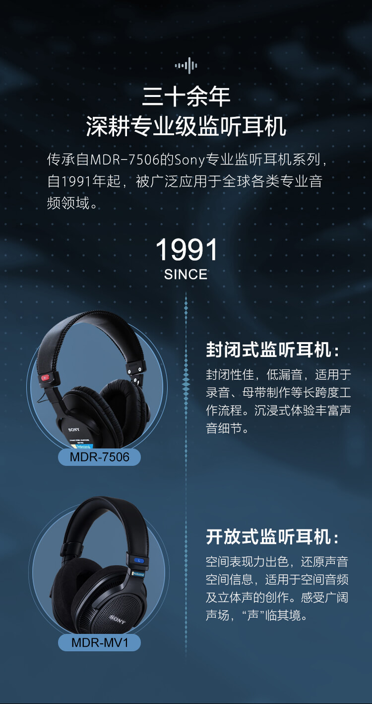 MDR-MV1专业开放式监听耳机