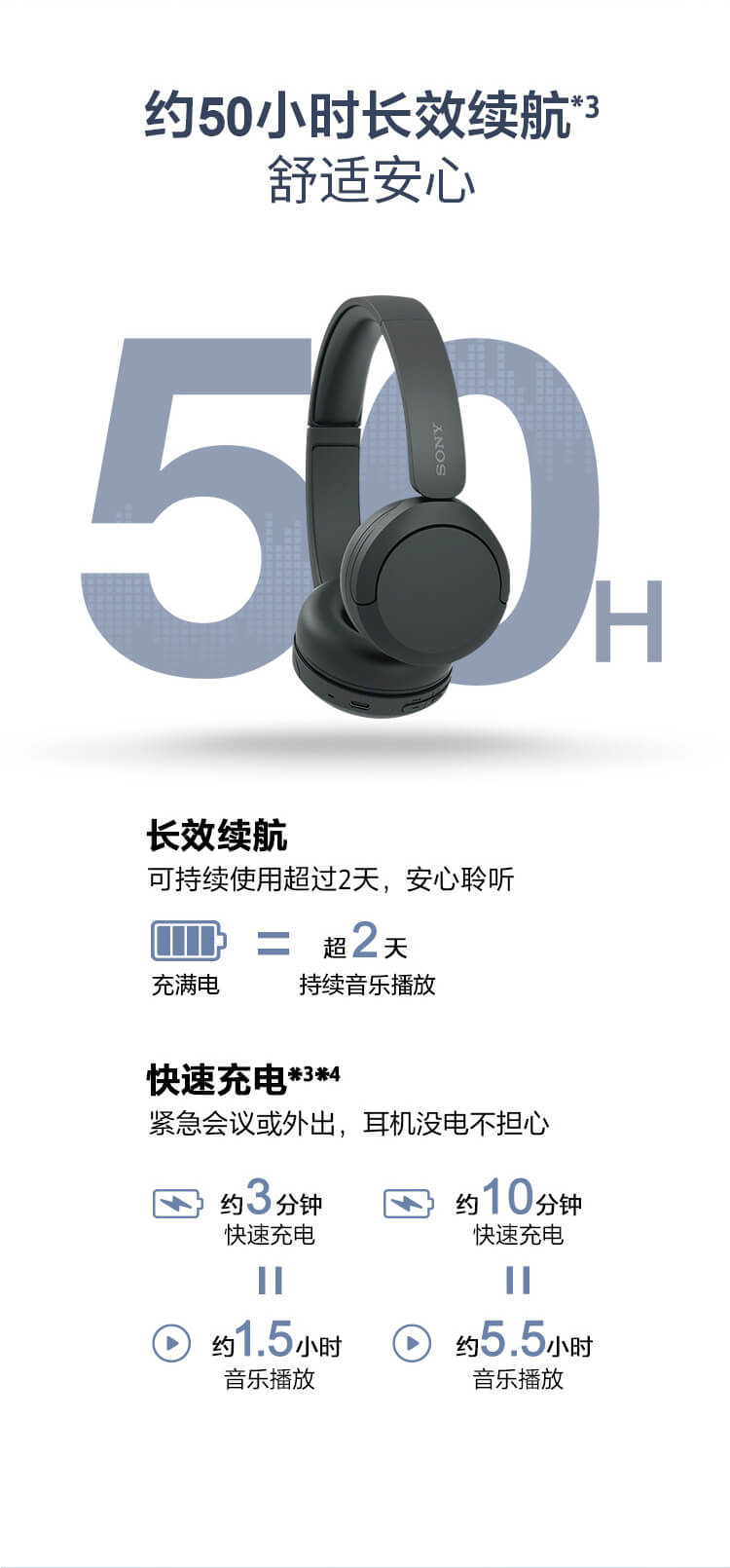 WH-CH520舒适高效头戴式耳机