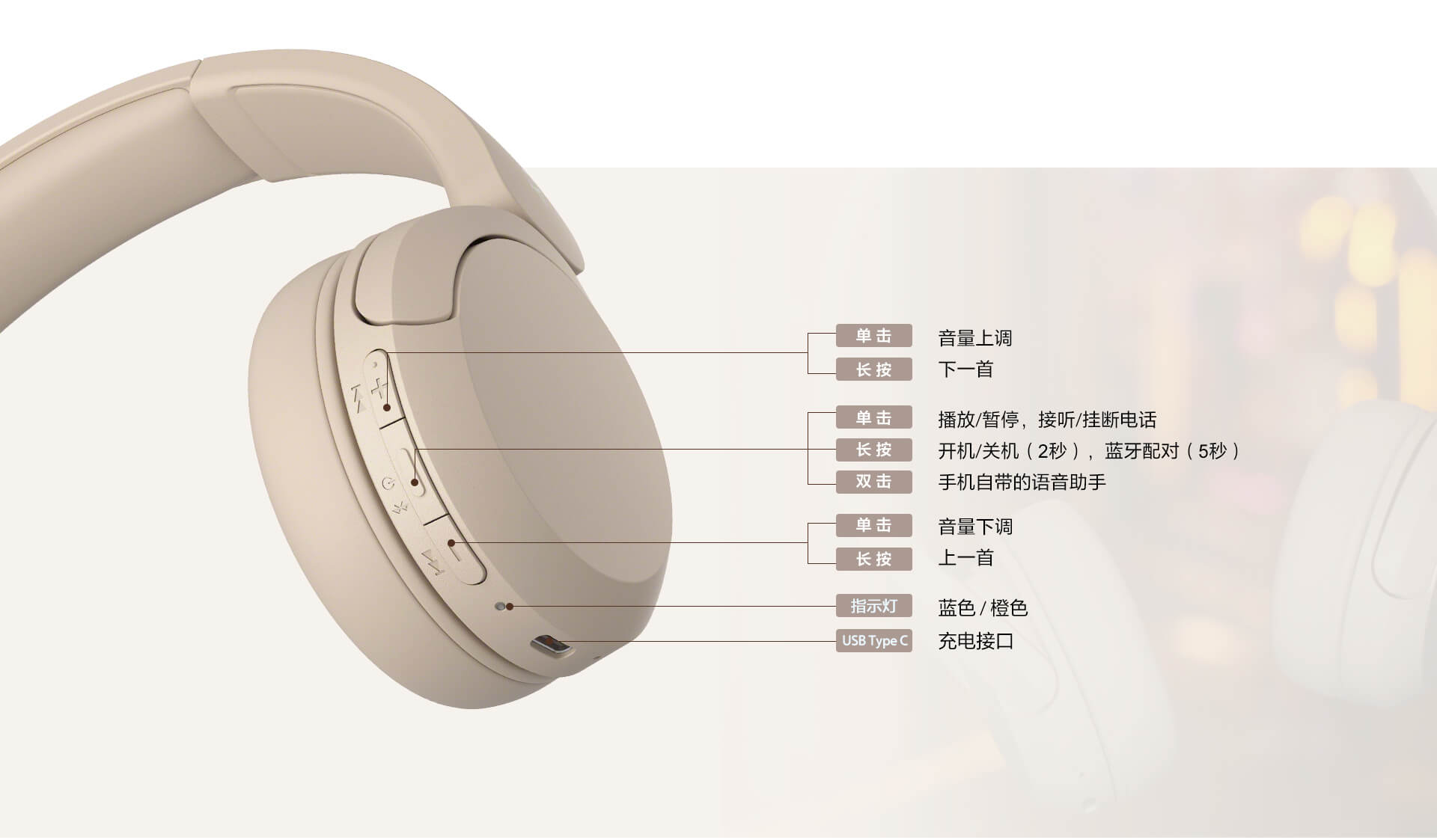 WH-CH520舒适高效头戴式耳机