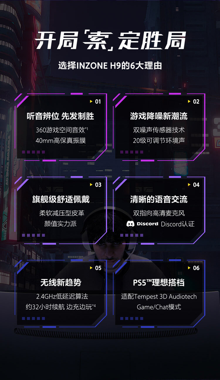 INZONE H9 旗舰降噪无线电竞耳机