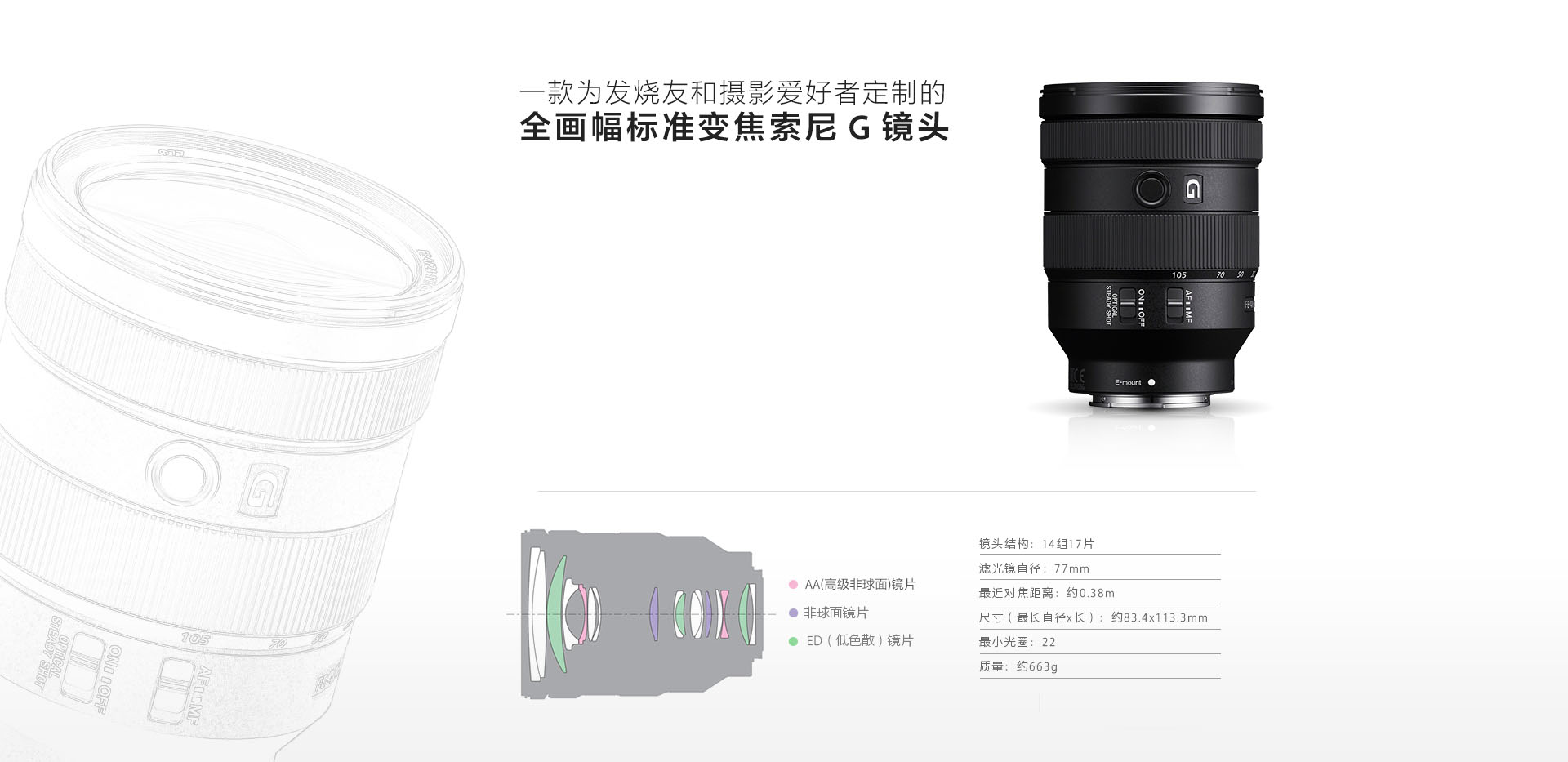 一款为发烧友和摄影爱好者定制的全画幅标准变焦索尼G镜头&镜头结构图