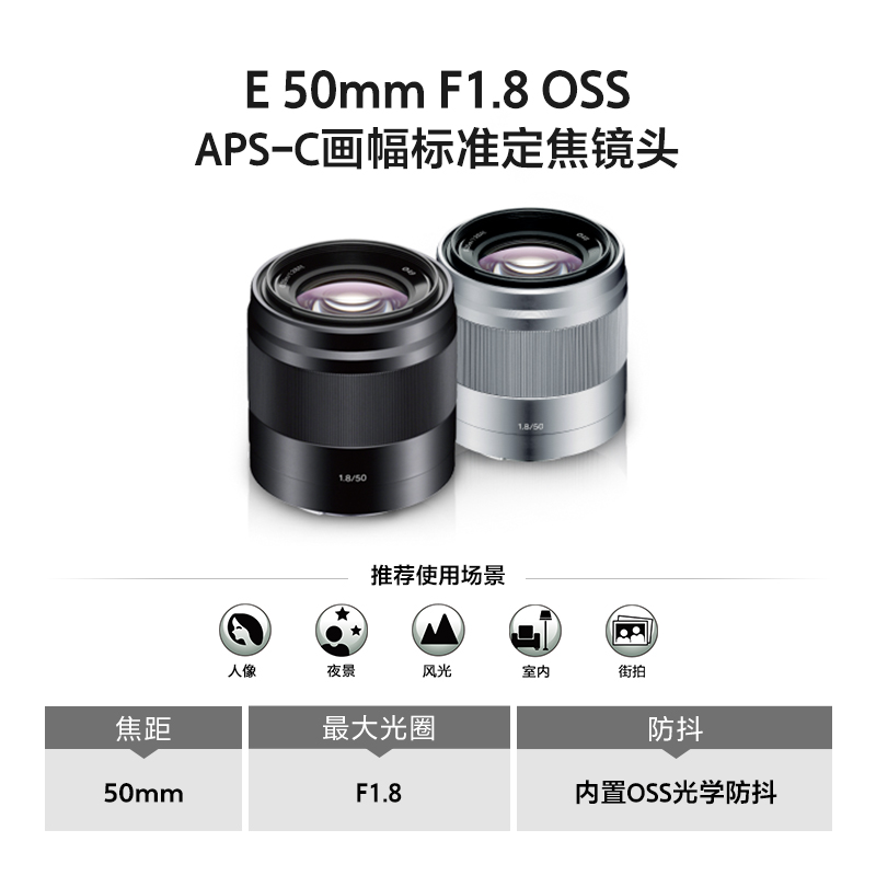 E 50mm F1.8 OSS APS-C画幅标准定焦镜头