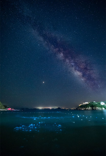 拍摄舟山荧光海